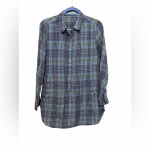 Toad&Co Long Sleeve Plaid Tunic Shirt in Blue, Green, Purple